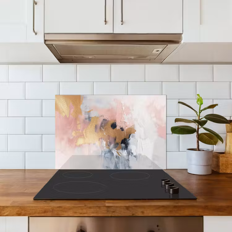 Abstract - Pastel kleuren - Goud - Modern - Aesthetic keuken achterwand spatscherm klein -sfeer2