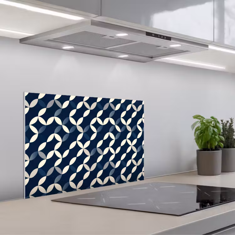 Abstract - Patroon - Blauw keuken achterwand spatscherm klein 900 -3d_schuin