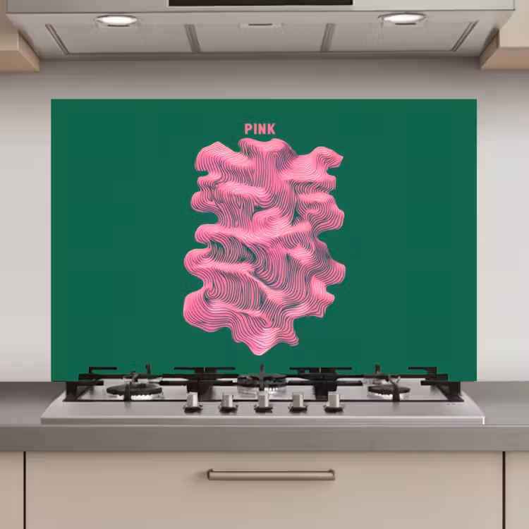 Abstract - Pink - Lijnen - Groen keuken achterwand spatscherm klein -3d_website