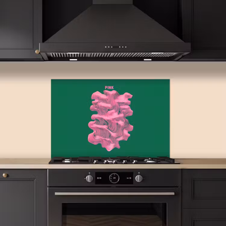 Abstract - Pink - Lijnen - Groen keuken achterwand spatscherm klein -sfeer1