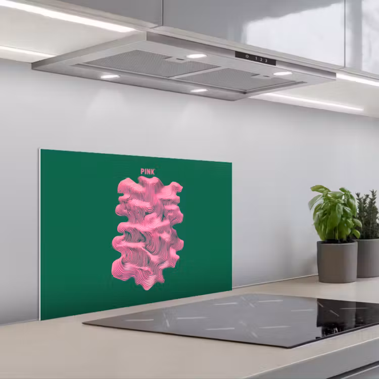 Abstract - Pink - Lijnen - Groen keuken achterwand spatscherm klein -3d_schuin