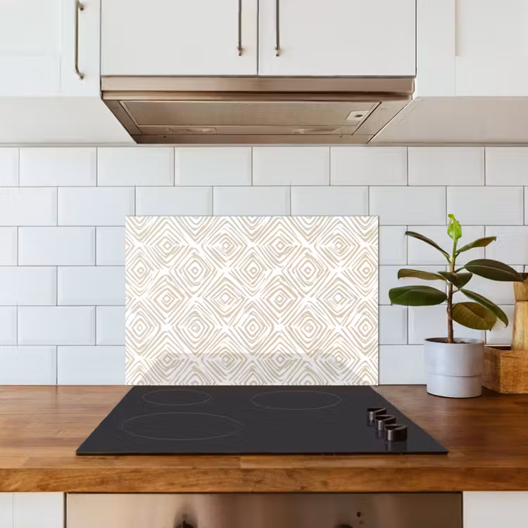 Abstract - Ruit - Beige keuken achterwand spatscherm klein 900 -sfeer2