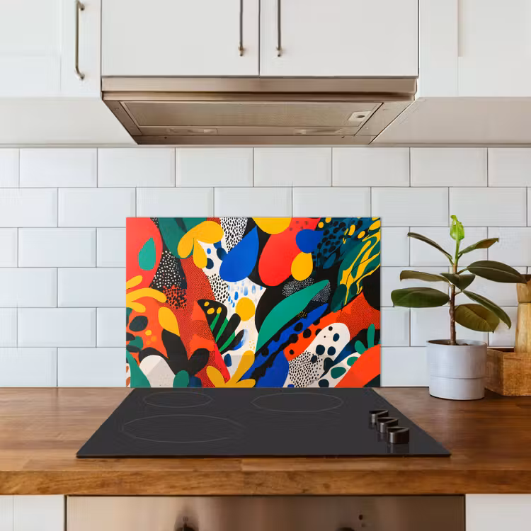 Abstract - Planten - Vormen - Kleurrijk keuken achterwand spatscherm klein -sfeer2