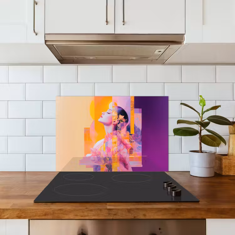 Abstract - Portret - Vrouw - Kleurrijk keuken achterwand spatscherm klein -sfeer2