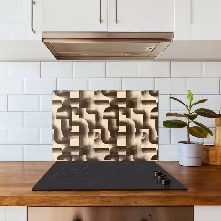 Abstract - Retro - Zwart keuken achterwand spatscherm klein 900 -sfeer2