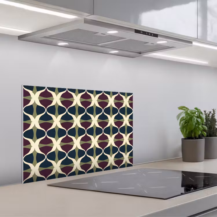 Abstract - Retro - Kleurrijk keuken achterwand spatscherm klein 900 -3d_schuin