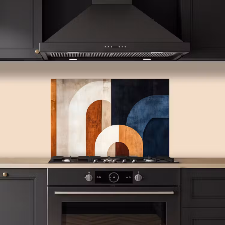 Abstract - Vormen - Donkerblauw keuken achterwand spatscherm klein -sfeer1