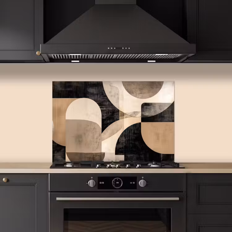 Abstract - Vormen - Modern - Beige keuken achterwand spatscherm klein -sfeer1