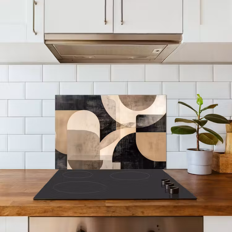 Abstract - Vormen - Modern - Beige keuken achterwand spatscherm klein -sfeer2