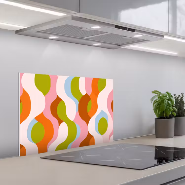 Abstract - Vormen - Roze keuken achterwand spatscherm klein -3d_schuin