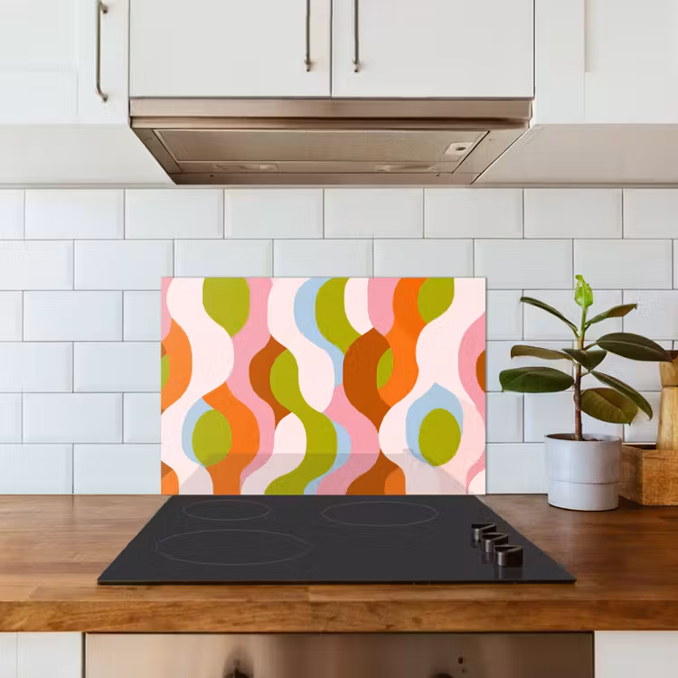 Abstract - Vormen - Roze keuken achterwand spatscherm klein -sfeer2