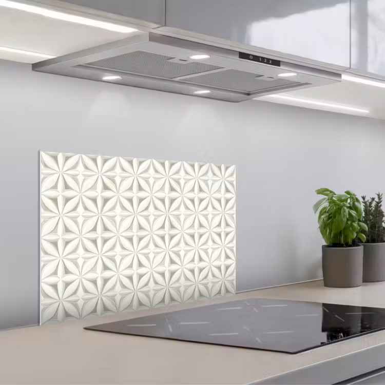 Abstract - Structuur - Grijs - Wit keuken achterwand spatscherm klein 900 -3d_schuin