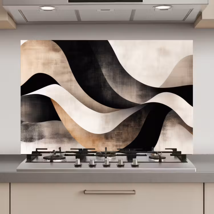 Abstract - Golven - Zwart - Verweerd keuken achterwand spatscherm klein -3d_website