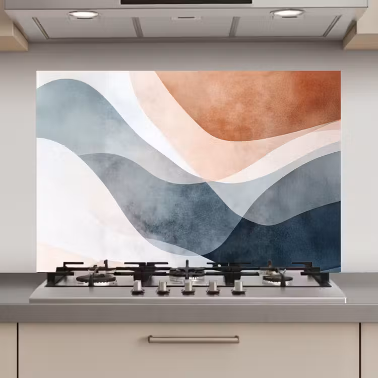 Abstract - Golven - Blauw keuken achterwand spatscherm klein -3d_website