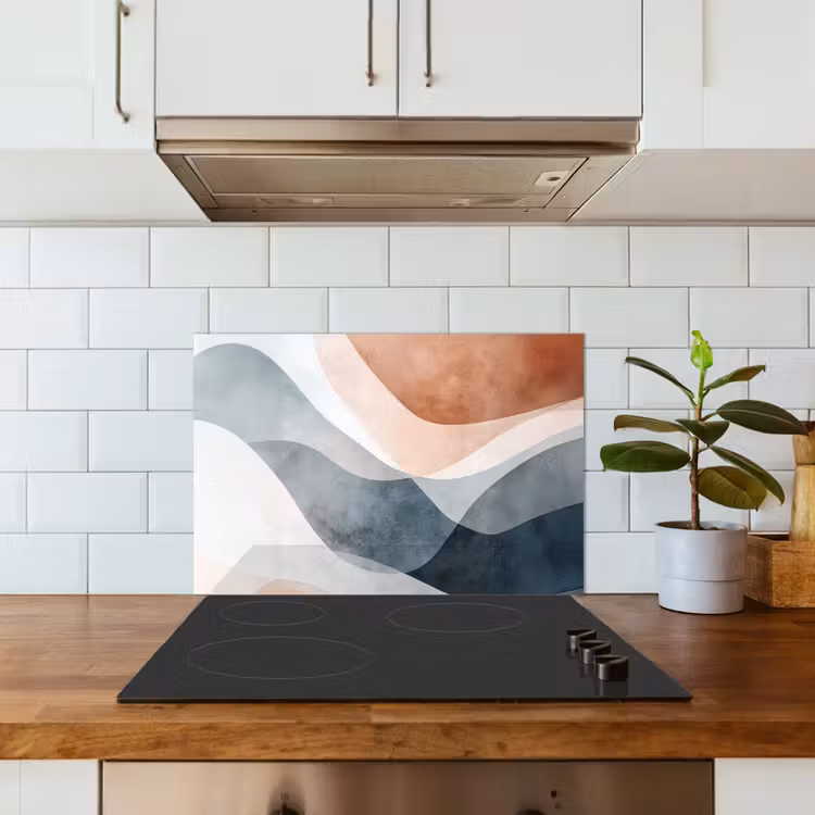 Abstract - Golven - Blauw keuken achterwand spatscherm klein -sfeer2