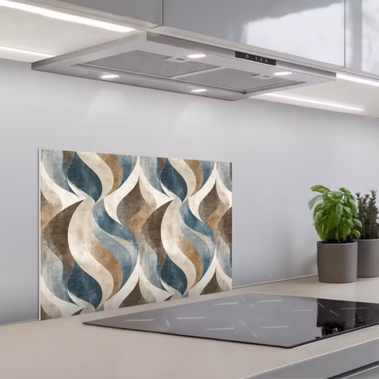 Abstract - Golven - Kleurrijk keuken achterwand spatscherm klein 900 -3d_schuin