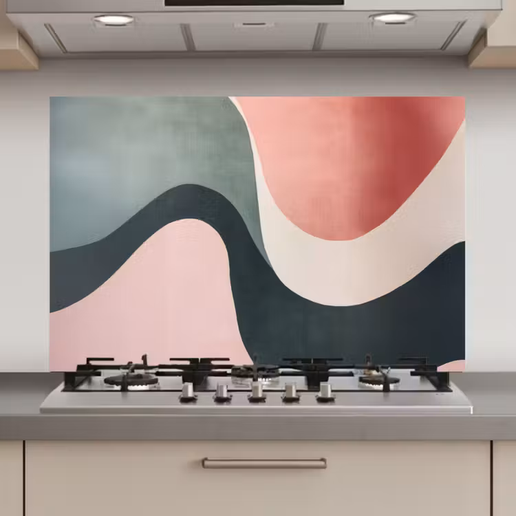 Abstract - Golven - Sierlijk - Roze keuken achterwand spatscherm klein -3d_website