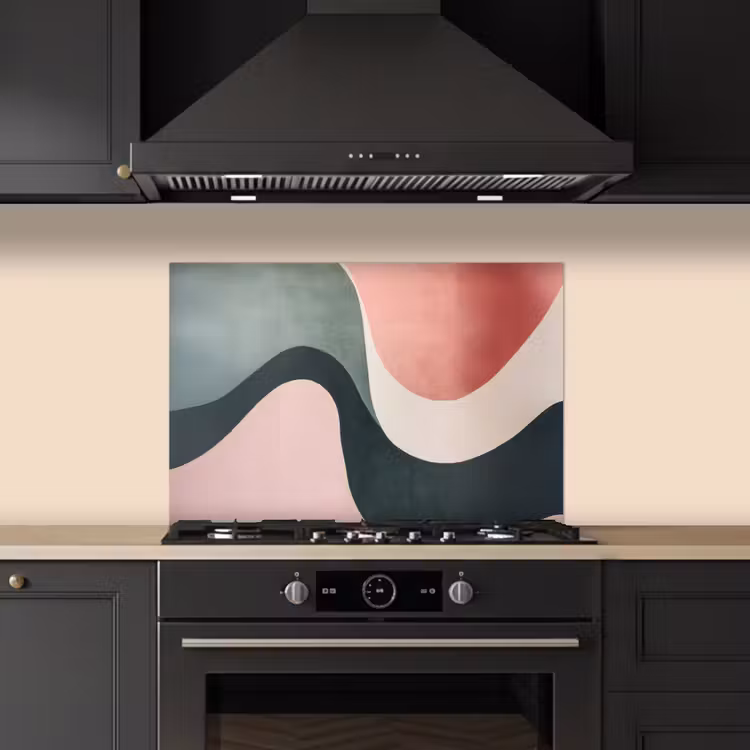 Abstract - Golven - Sierlijk - Roze keuken achterwand spatscherm klein -sfeer1