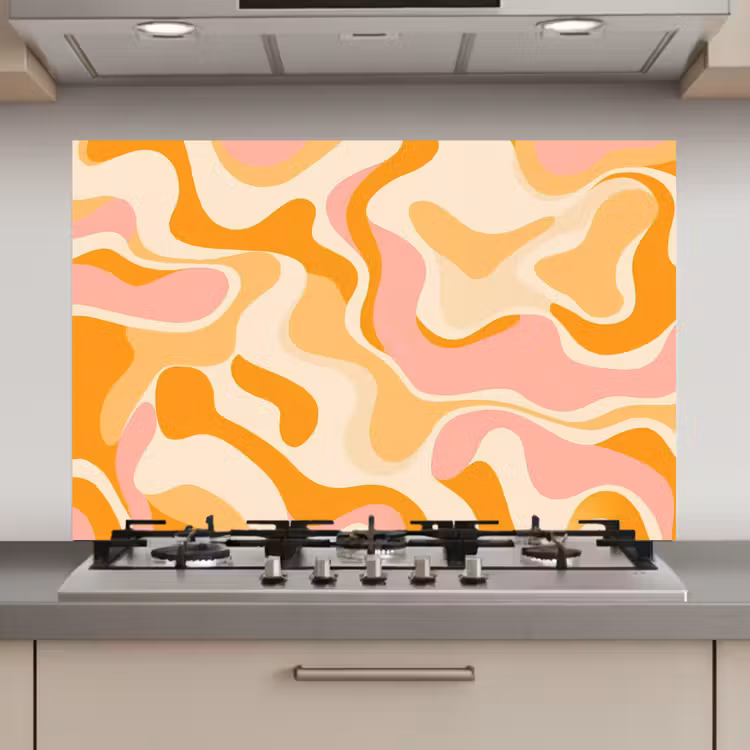 Abstract - Golvend - Oranje keuken achterwand spatscherm klein -3d_website