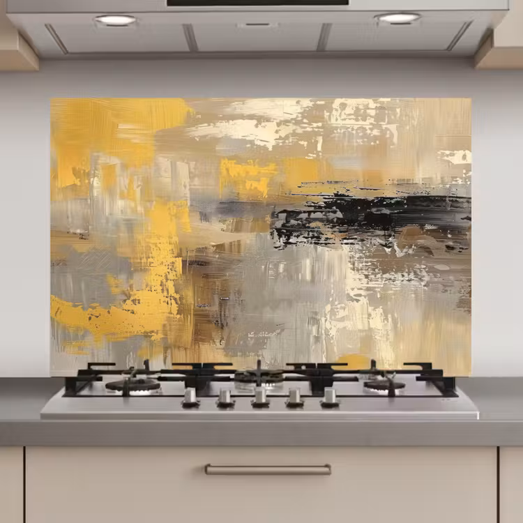 Abstract - Geel - Modern - Beige keuken achterwand spatscherm klein -3d_website