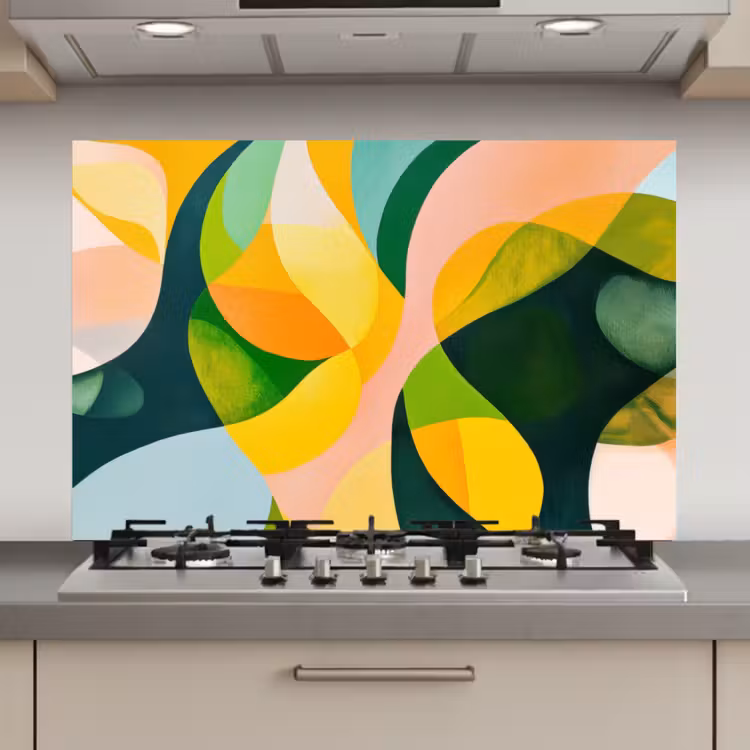 Abstract - Geel - Roze - Groen keuken achterwand spatscherm klein -3d_website