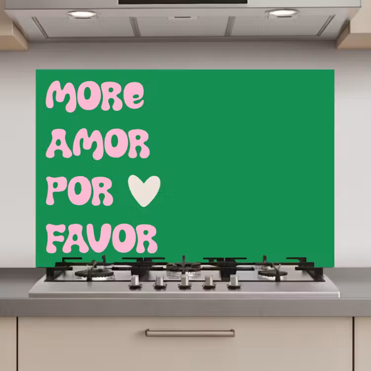 Amor - Valentijn - Groen - Tekst keuken achterwand spatscherm klein -3d_website