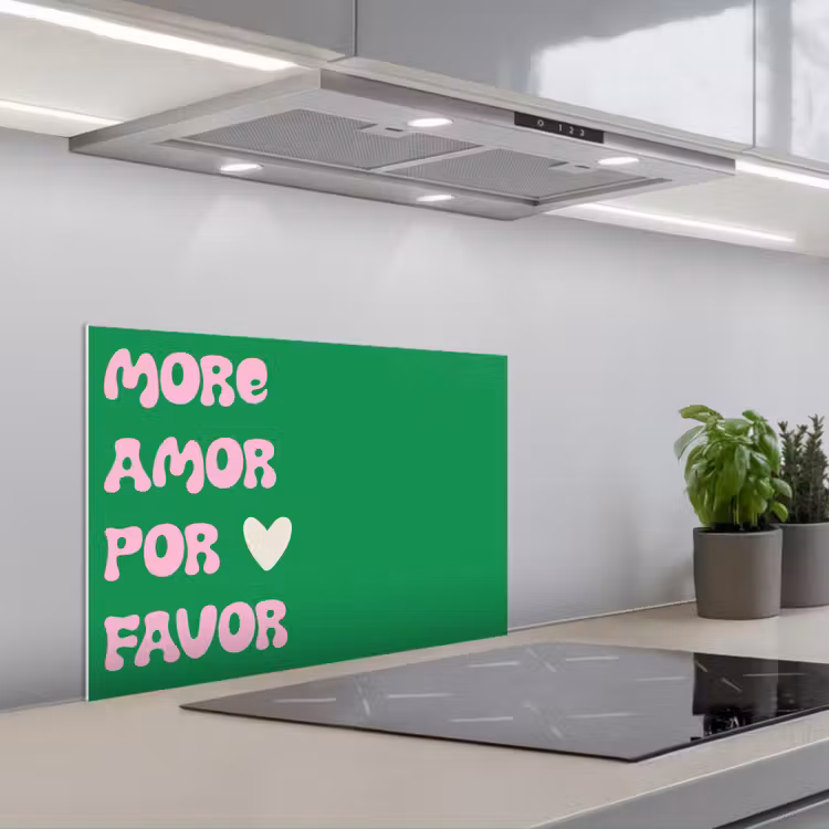 Amor - Valentijn - Groen - Tekst keuken achterwand spatscherm klein -3d_schuin