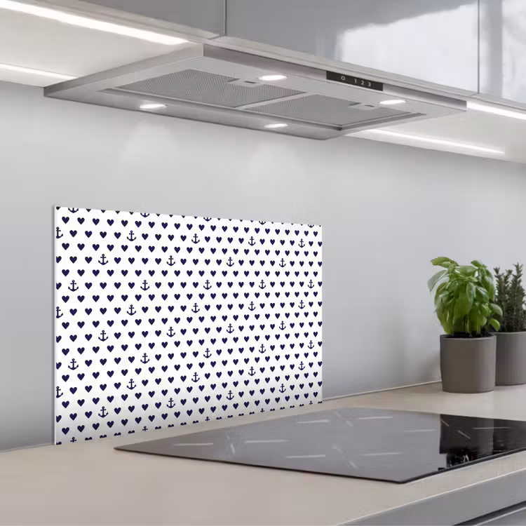 Anker - Hart - Blauw - Wit keuken achterwand spatscherm klein 900 -3d_schuin