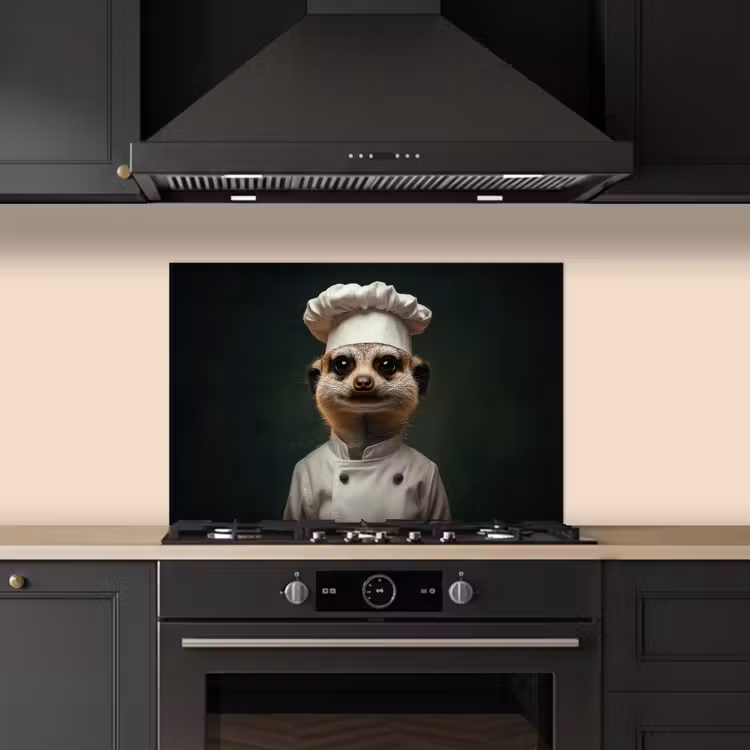 Dier - Kok - Stokstaartje keuken achterwand spatscherm klein -sfeer1