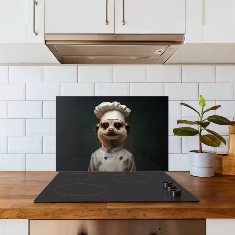 Dier - Kok - Stokstaartje keuken achterwand spatscherm klein -sfeer2