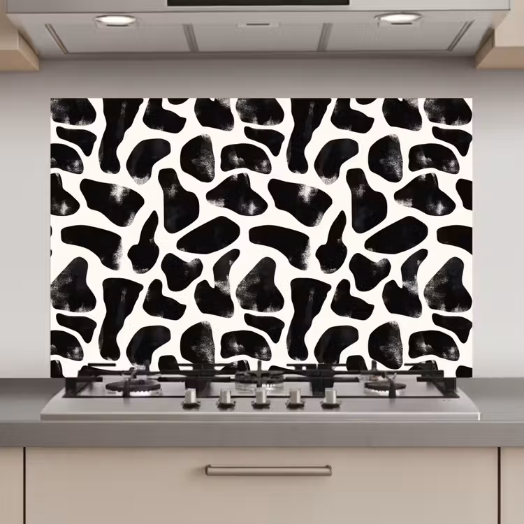 Dierenpatroon - Vlekken - Zwart - Wit keuken achterwand spatscherm klein 900 -3d_website
