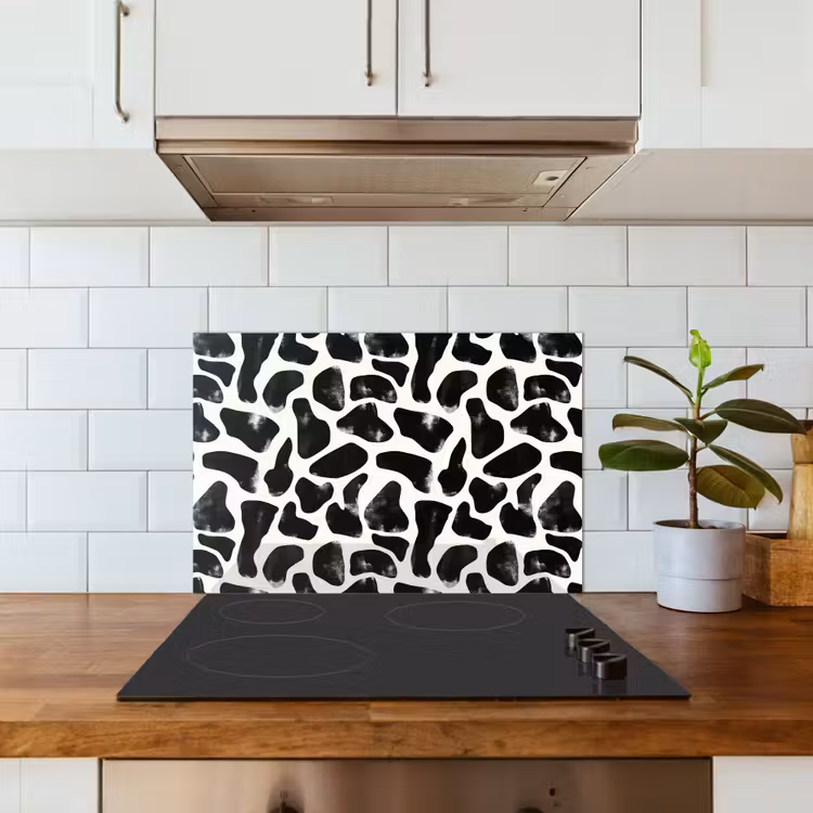 Dierenpatroon - Vlekken - Zwart - Wit keuken achterwand spatscherm klein 900 -sfeer2