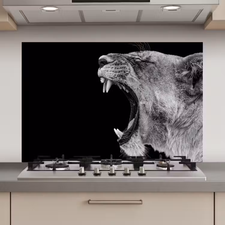 Dieren - Leeuw - Zwart - Wit - Portret keuken achterwand spatscherm klein -3d_website