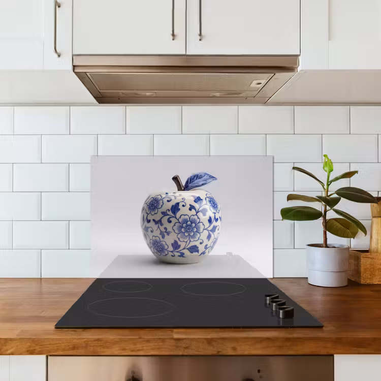 Appel - Blauw - Klassiek keuken achterwand spatscherm klein -sfeer2