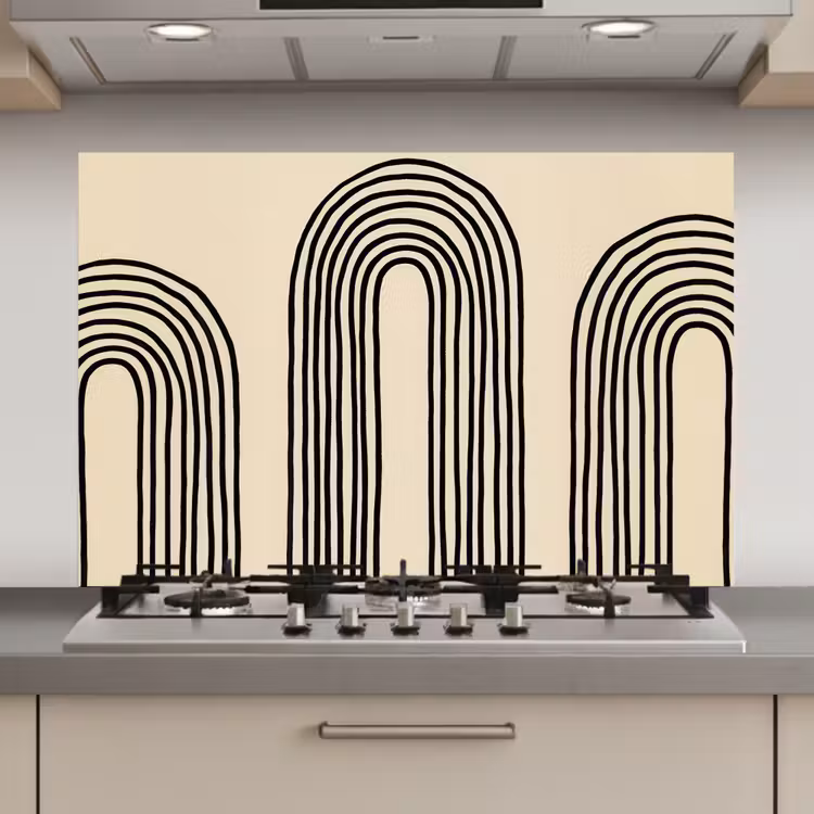 Boogvormen - Zwart - Strak keuken achterwand spatscherm klein -3d_website