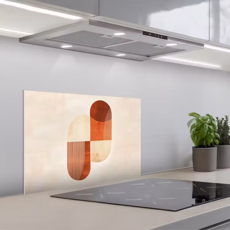 Bogen - Beige - Vormen keuken achterwand spatscherm klein -3d_schuin