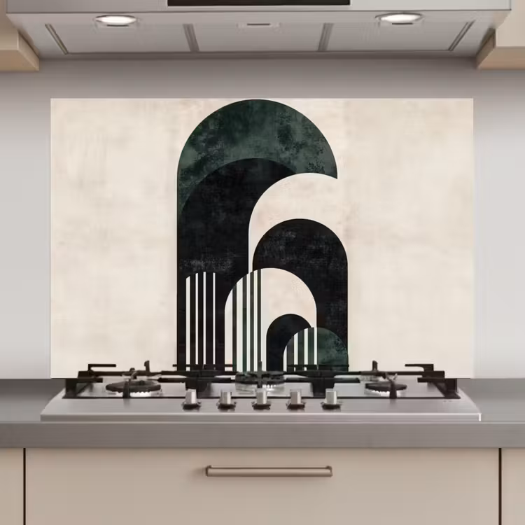 Bogen - Donkergroen - Lijnen keuken achterwand spatscherm klein -3d_website