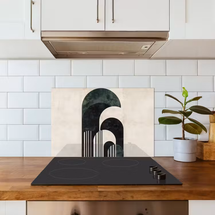 Bogen - Donkergroen - Lijnen keuken achterwand spatscherm klein -sfeer2