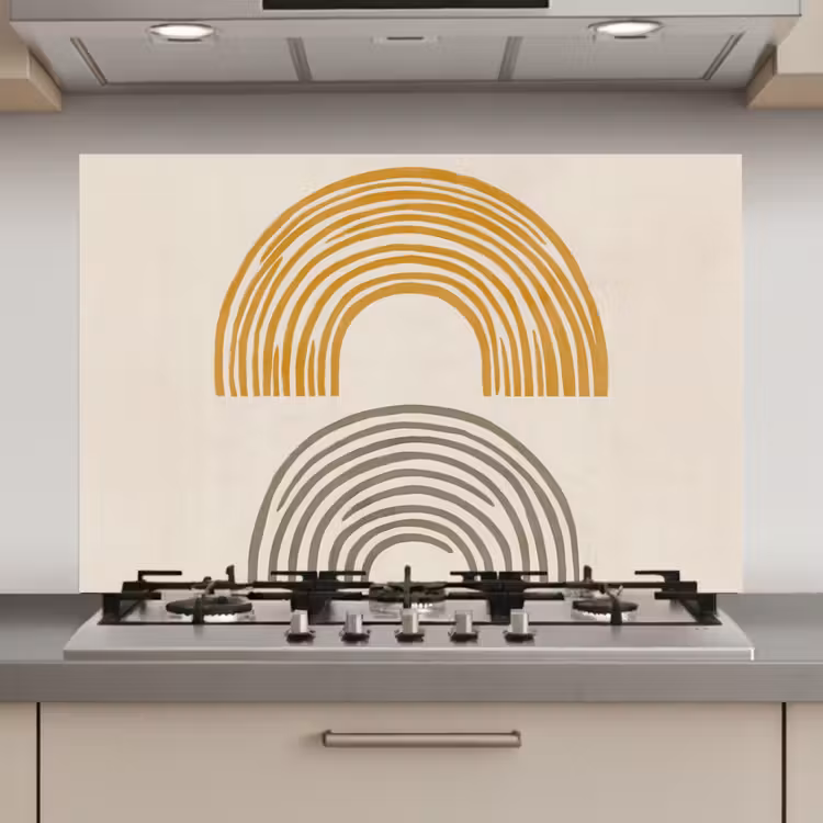 Bogen - Lijnen - Oranje - Minimalistisch keuken achterwand spatscherm klein -3d_website
