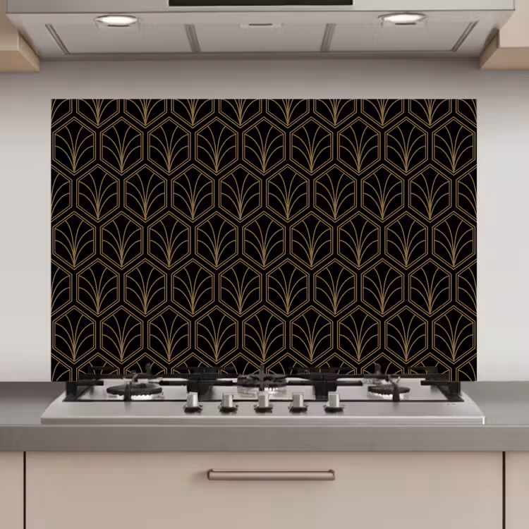 Pijlvorm - Waaier - Goud keuken achterwand spatscherm klein 900 -3d_website
