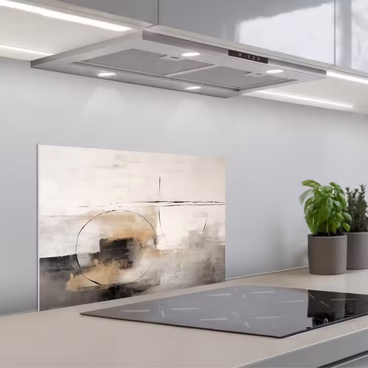 Kunst - Abstract - Grijs - Industrieel keuken achterwand spatscherm klein -3d_schuin