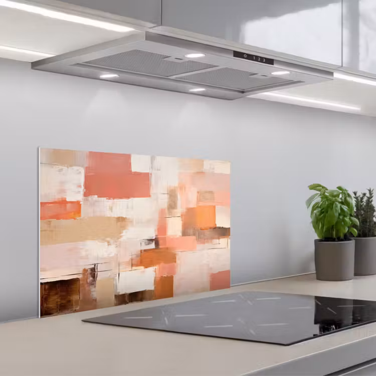 Kunst - Roze - Abstract keuken achterwand spatscherm klein -3d_schuin