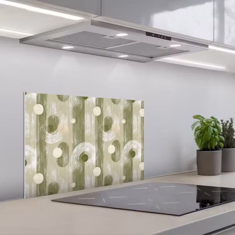 Artistiek - Modern - Groen keuken achterwand spatscherm klein 900 -3d_schuin