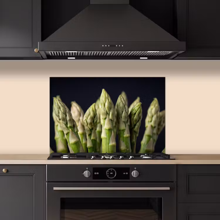 Asperges - Groen - Zwart keuken achterwand spatscherm klein -sfeer1