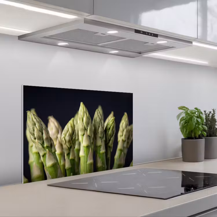 Asperges - Groen - Zwart keuken achterwand spatscherm klein -3d_schuin