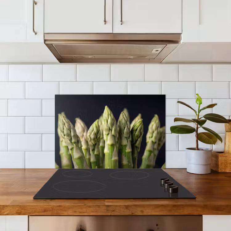 Asperges - Groen - Zwart keuken achterwand spatscherm klein -sfeer2