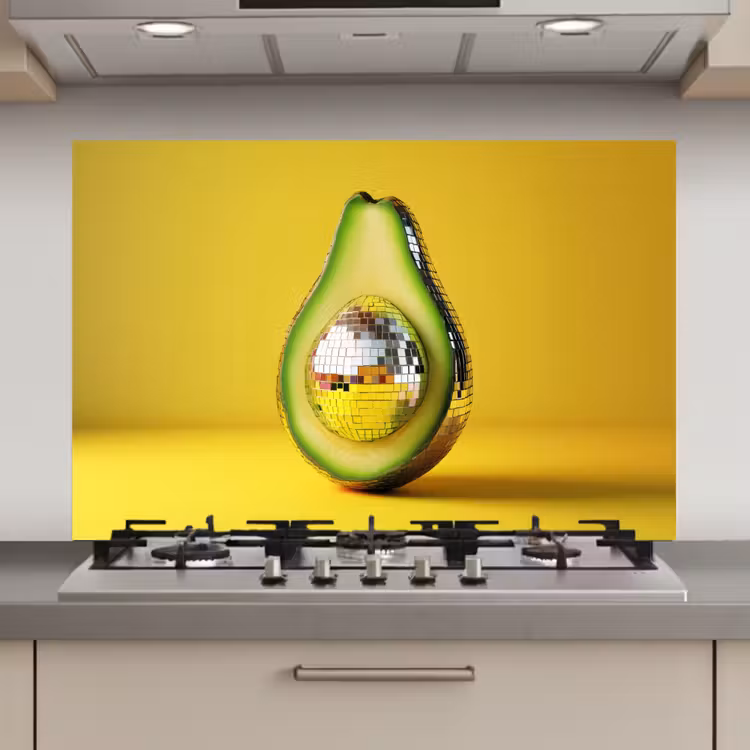 Avocado - Discobal - Geel - Glitter keuken achterwand spatscherm klein -3d_website