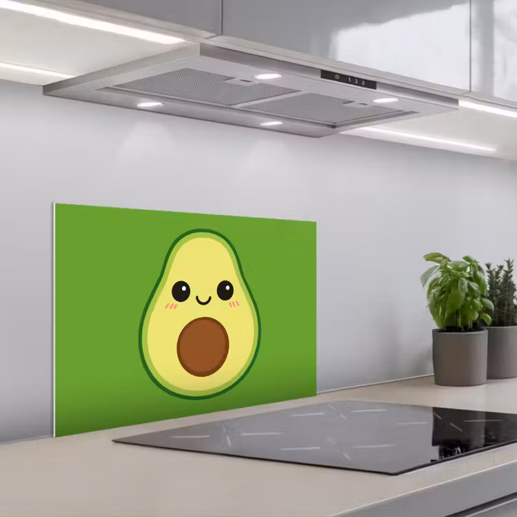 Avocado - Groen - Speels keuken achterwand spatscherm klein -3d_schuin