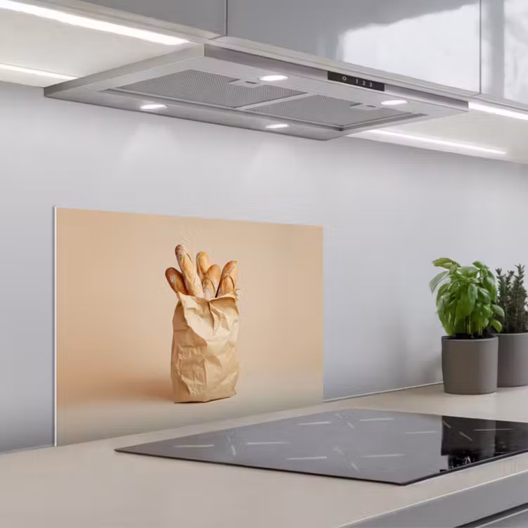 Baguette - Brood - Stokbrood - Beige keuken achterwand spatscherm klein -3d_schuin