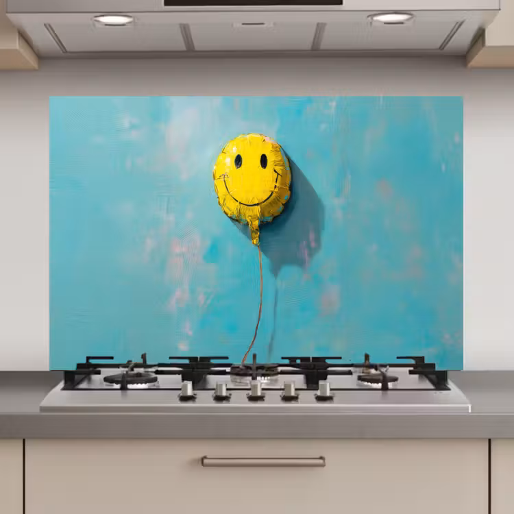 Ballon - Geel - Smiley keuken achterwand spatscherm klein -3d_website
